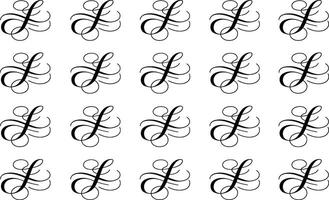 Elegant repeating pattern of black calligraphic initial letters l suitable for wedding invitations and decorative backgrounds vector