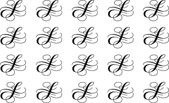 Elegant repeating pattern of black calligraphic initial letters l suitable for wedding invitations and decorative backgrounds
