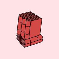 stack of books icon in isometric 3d style isolated on white background. Design element illustration of stack of red books. Academic illustration, library vector