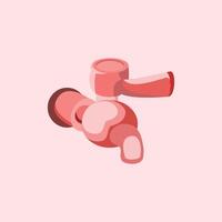 water tap in isometric style in pink. Design element illustration of household necessities. Water channel that can be opened and closed vector