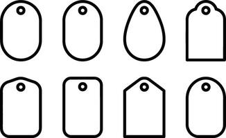 Collection of minimalist tag shapes with different designs featuring outline illustrations for design purposes and concepts. vector