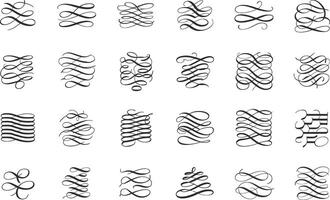 Elegant collection of black swirls and flourishes decorative design elements perfect for invitations greeting cards and design projects vector