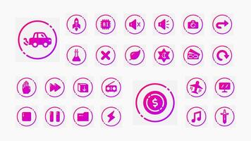Vibrant gradient icons for tech, transport, UI, and science. Includes AI, camera, airplane, finance, energy, music, and Islamic elements. vector