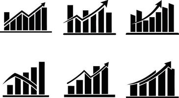 Bar graph with arrow Silhouette Bundle vector