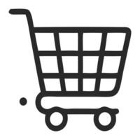 Online shopping convenience symbolized by black and white shopping cart image. Suitable for ecommerce websites, blog posts, and social media. vector