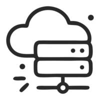 Cloud computing icon of cloud connected to server. Suitable for technology websites, apps, and presentations related to cloud services. vector