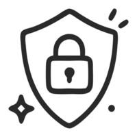 Internet security shield with padlock for data protection. Suitable for cybersecurity concepts, online privacy, web protection, and digital security designs. vector