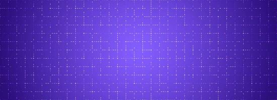 Purple glowing dotted grid background. Tech dot square network backdrop. Abstract checkered dashboard pattern for science, technology, business, healthcare, medicine design template. vector