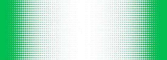 Green halftone gradient texture. Vanishing cartoon polka dot background. Dotted edge gradation pattern. Fading comic pop art overlay backdrop. Border frame halfton patern effect wallpaper. vector