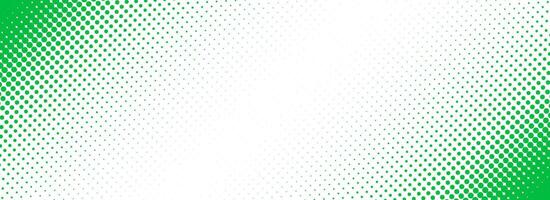 Slash green halftone gradient texture. Fading cartoon polka dot background. Dotted corner gradation pattern. Fading comic pop art overlay backdrop. Slant frame halfton patern effect wallpaper vector
