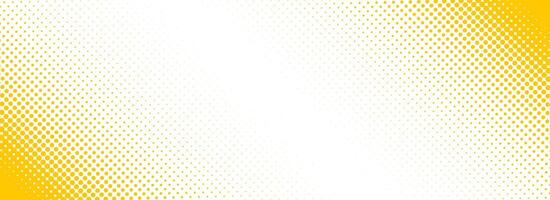 Slash yellow halftone gradient texture. Fading cartoon polka dot background. Dotted corner gradation pattern. Fading comic pop art overlay backdrop. Slant frame halfton patern effect wallpaper vector