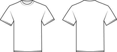 White shirt isolated on transparent background. T-shirt template front and back view vector