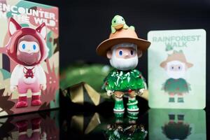Bangkok, Thailand - June 2, 2025 Finding Unicorn FARMER BOB Encounter In The Wild Series Blind Box. The name is Rainforest Walk photo
