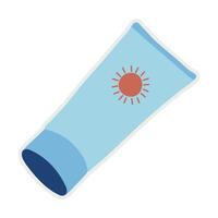 Isolate summer holiday on white background. Sticker featuring various beach and summer-related items such as sunscreen. vector