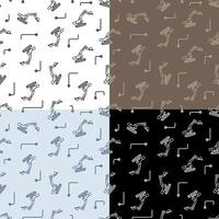 set of seamless patterns with Heavy excavator machine for construction and earthworks. Ornament for decoration and printing on fabric. Design element. image vector
