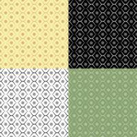 Set of geometric SEAMLESS patterns with swirl grid and abstract flowers. Ornates for decoration and printing on fabric. Design element. image vector