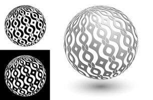 decorative sphere with lines and rhombus ornament. Design element for banner decoration. Easy to edit color. Isolated black and white image vector