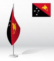 PAPUA NEW GUINEA flag on flagpole for registration of solemn event, meeting foreign guests. National independence day of NEW GUINEA. Realistic 3D on white vector