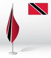 TRINIDAD AND TOBAGO flag on flagpole for registration of solemn event, meeting foreign guests. National independence day of TRINIDAD. Realistic 3D on white vector