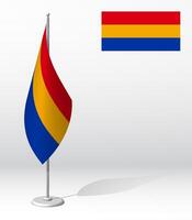 ARMENIA flag on flagpole for registration of solemn event, meeting foreign guests. National independence day of ARMENIA. Realistic 3D on white vector