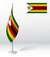 ZIMBABWE flag on flagpole for registration of solemn event, meeting foreign guests. National independence day of ZIMBABWE. Realistic 3D on white vector