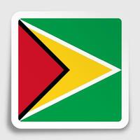 Guyana flag icon on paper square sticker with shadow. Button for mobile application or web. image vector