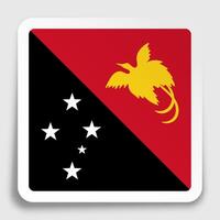 Papua New Guinea flag icon on paper square sticker with shadow. Button for mobile application or web. image vector