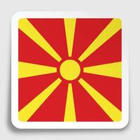 North Macedonia flag icon on paper square sticker with shadow. Button for mobile application or web. image vector