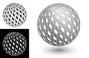 decorative sphere with abstract geometric rhombus ornament. Design element for banner decoration. Easy to edit color. Isolated black and white image vector