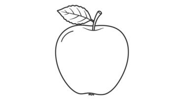 Charming Fresh Apple Healthy Fruit Simple Coloring Page Activity for Kids vector