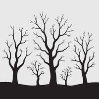 Twisted Bare Trees Silhouetted in a Quiet Forest on White Background vector