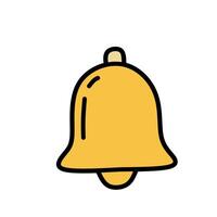 Flat bell icon symbolizing notifications, alerts, or reminders. Suitable for use in app or website user interfaces vector