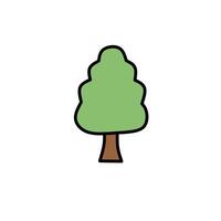 Flat icon of a simple green tree with brown trunk, representing nature, forest, and ecology. Ideal for environmental, educational, or outdoor-themed projects vector