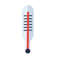 Flat design of a traditional thermometer with red indicator, used for measuring body temperature vector