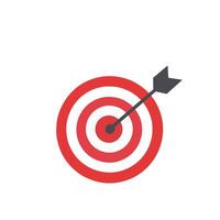 Bullseye target icon with arrow hitting the center, representing goal achievement, strategy, and success vector