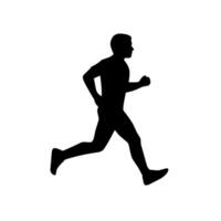 Silhouette of a man running in motion. Black figure representing speed, fitness, exercise, and dynamic activity in a minimal flat design vector