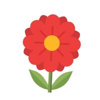 Flat red flower with rounded overlapping petals and bold yellow center. Decorative floral for spring or garden designs vector