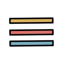 Flat menu icon with three horizontal lines, commonly used for navigation drawer or hamburger menu in apps and websites vector