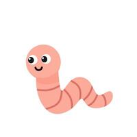 Smiling pink worm with a simple curved body. Friendly and clean cartoon style, great for childrens books, learning visuals vector