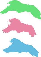 Set of abstract colorful brush strokes in green, pink, and blue. Great for digital art, paint textures, grunge backgrounds, or creative project elements vector