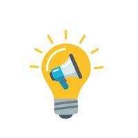 Creative idea icon combining lightbulb and megaphone, symbolizing innovation in marketing and communication vector