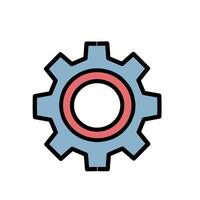 Gear or settings icon in flat style, representing configuration, system preferences, and mechanical tools vector