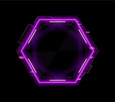 Neon frame, HUD interface overlay and game asset vector