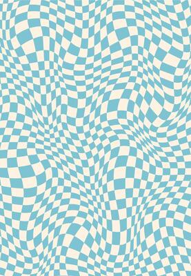 Trippy psychedelic blue checkered groovy pattern