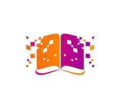 Digital book icon featuring pixelated elements vector