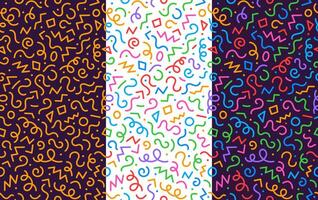 Squiggle kids line pattern color shapes background vector