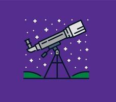 Space astronomy telescope color thin line icon vector