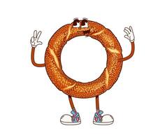 Fast food groovy turkish simit cute character vector