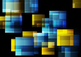 Blue and yellow glossy squares abstract technology design vector