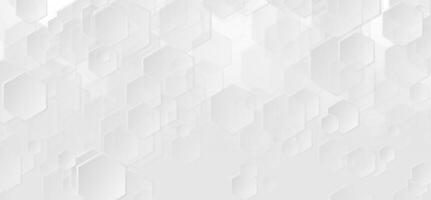 Grey white geometric hexagons abstract technology background vector